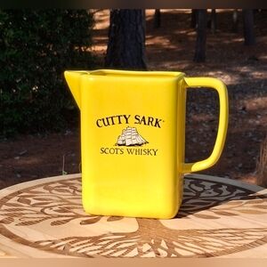 Cutty Sark Scots Whiskey Yellow Ceramic Stamped Numbered Pitcher Mexico Pottery
